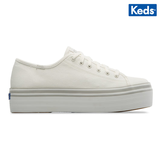 Keds Women's Triple Up Canvas Foxing Stripe White/Grey (WF67033)