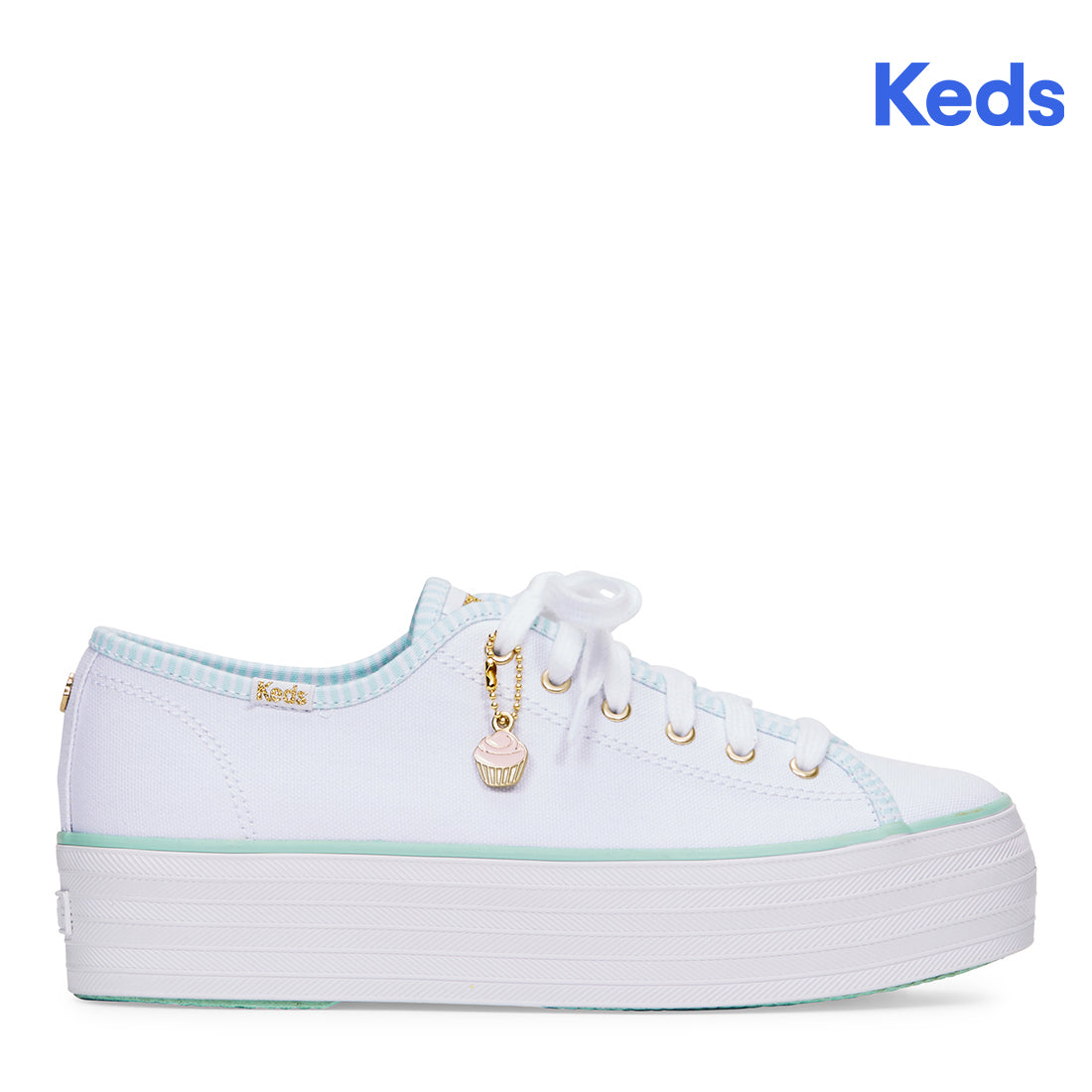Keds Women's Triple Up MB Piping Sneaker White/Green (WF67695)