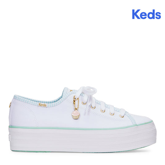 Keds Women's Triple Up MB Piping Sneaker White/Green (WF67695)