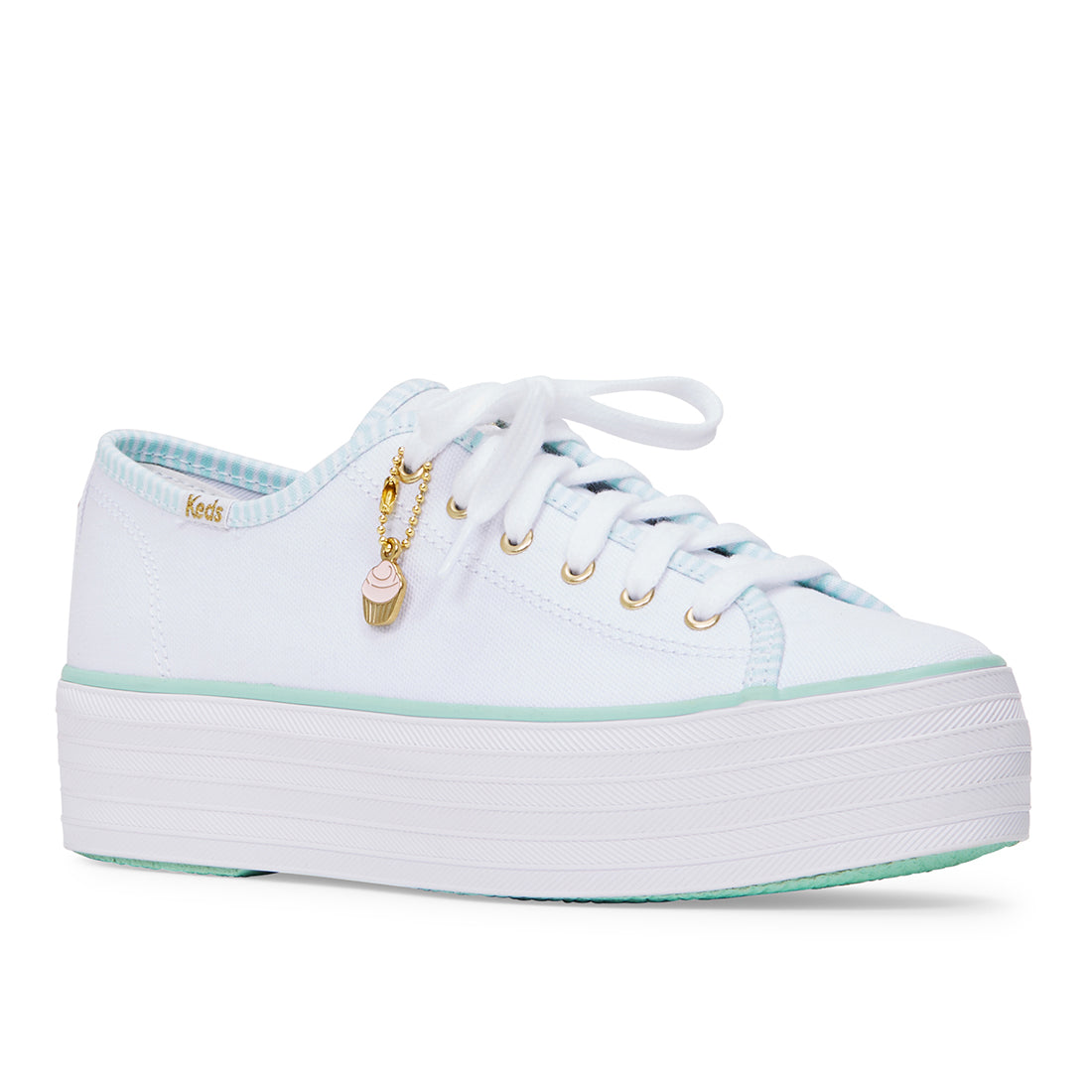 Keds Women's Triple Up MB Piping Sneaker White/Green (WF67695)