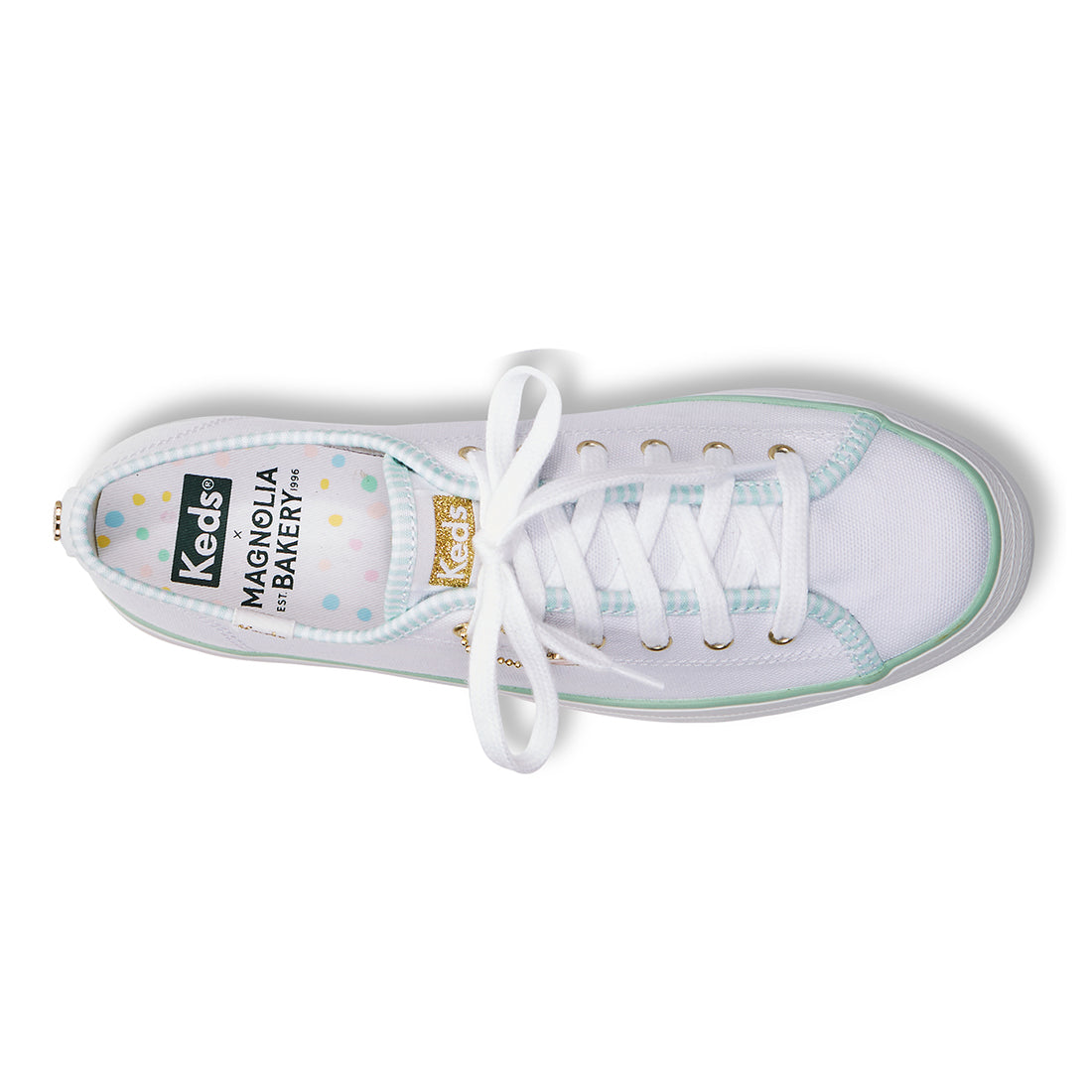 Keds Women's Triple Up MB Piping Sneaker White/Green (WF67695)
