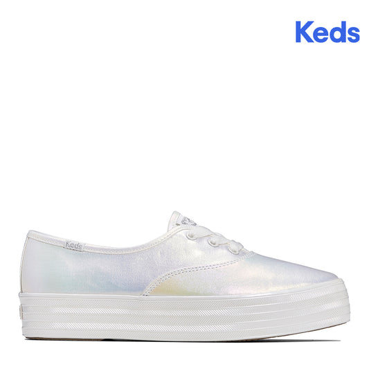 Keds Women's Point Pearlized Textile Sneaker White (WF67726)