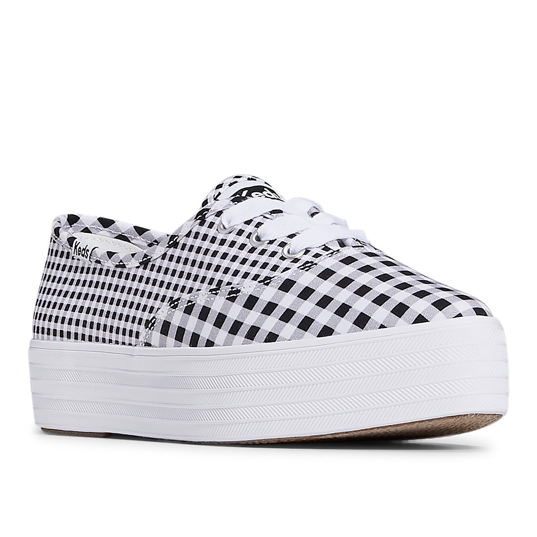 Keds Women's Point Canvas Gingham Sneaker Black/White (WF67732)