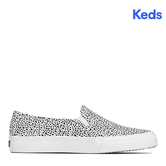 Keds Women's Double Decker Canvas Spot Sneaker White/Black (WF67745)