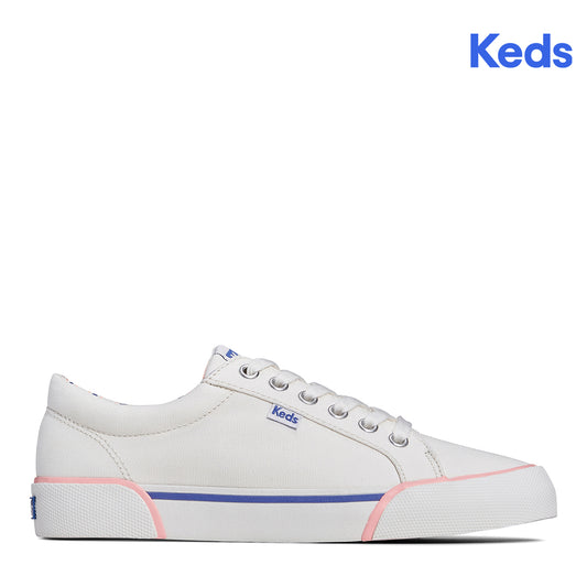Keds Women's Jump Kick Canvas Bumper Foxing Pop Lining Sneaker White/Blue (WF67759)