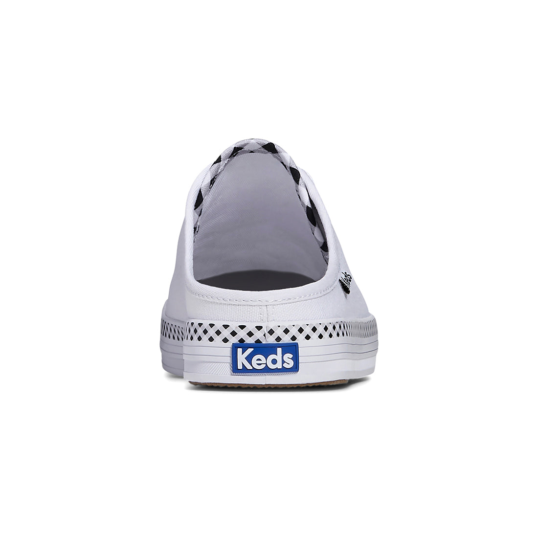 Keds Women's Kickstart Mule Canvas Gingham Piping White/Black (WF67777)