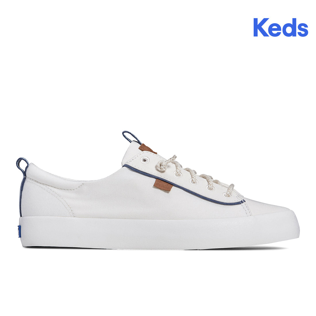 Keds Women's Kickback Canvas Nautical Sneaker White/Navy (WF67784)