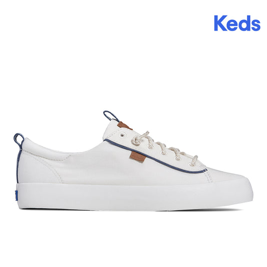 Keds Women's Kickback Canvas Nautical Sneaker White/Navy (WF67784)