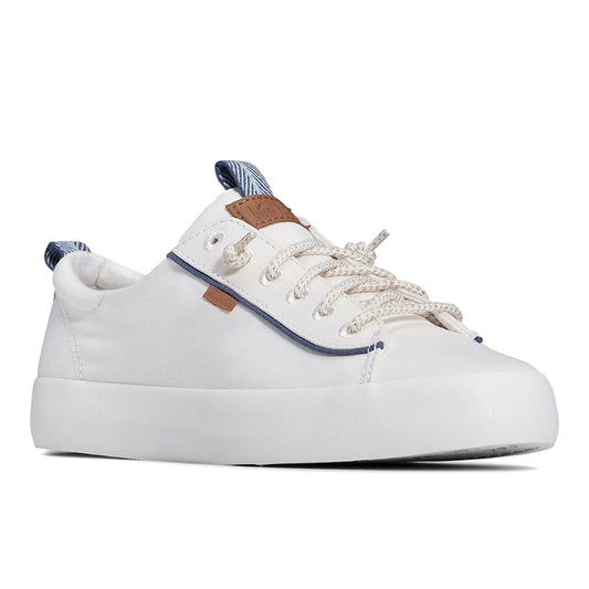 Keds Women's Kickback Canvas Nautical Sneaker White/Navy (WF67784)
