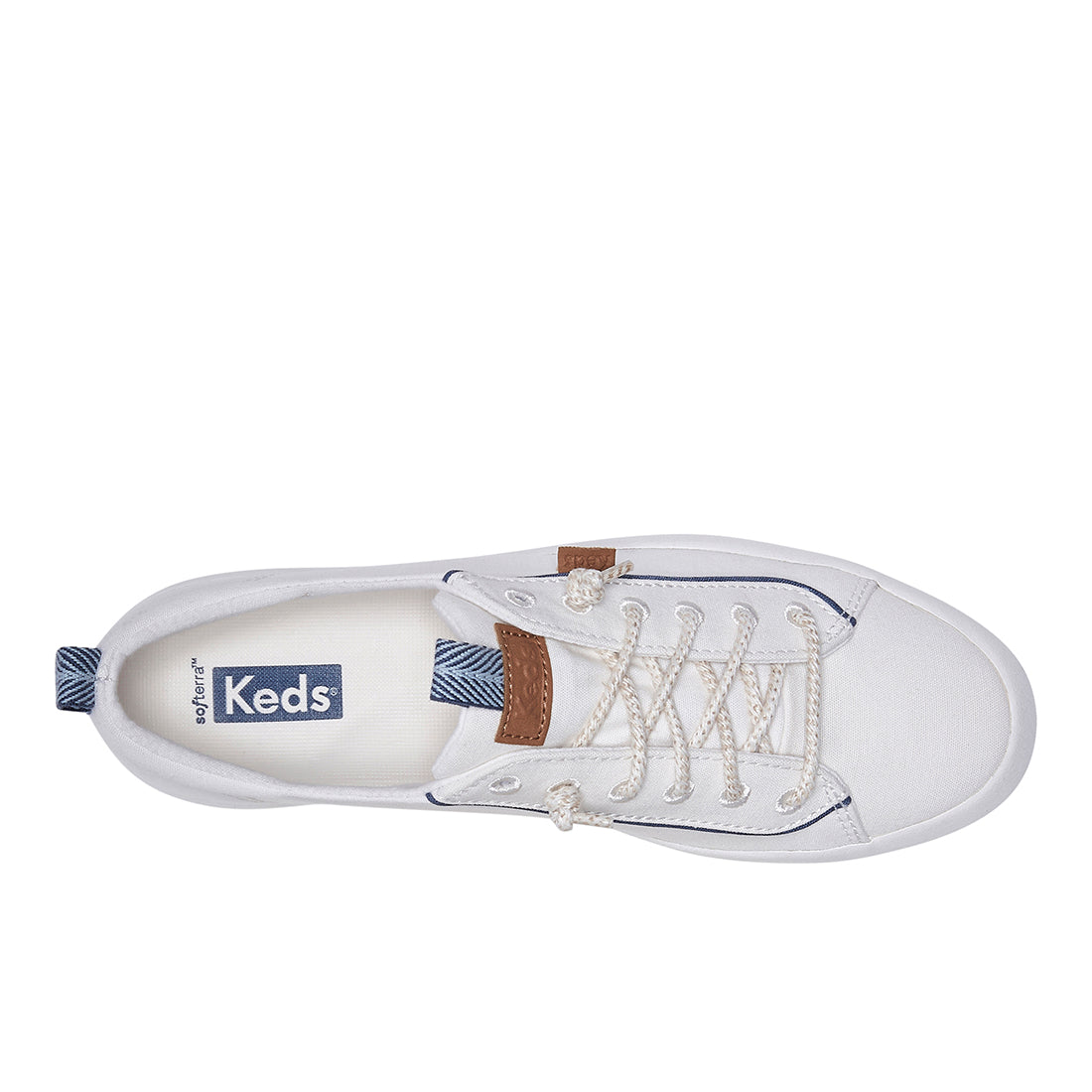 Keds Women's Kickback Canvas Nautical Sneaker White/Navy (WF67784)