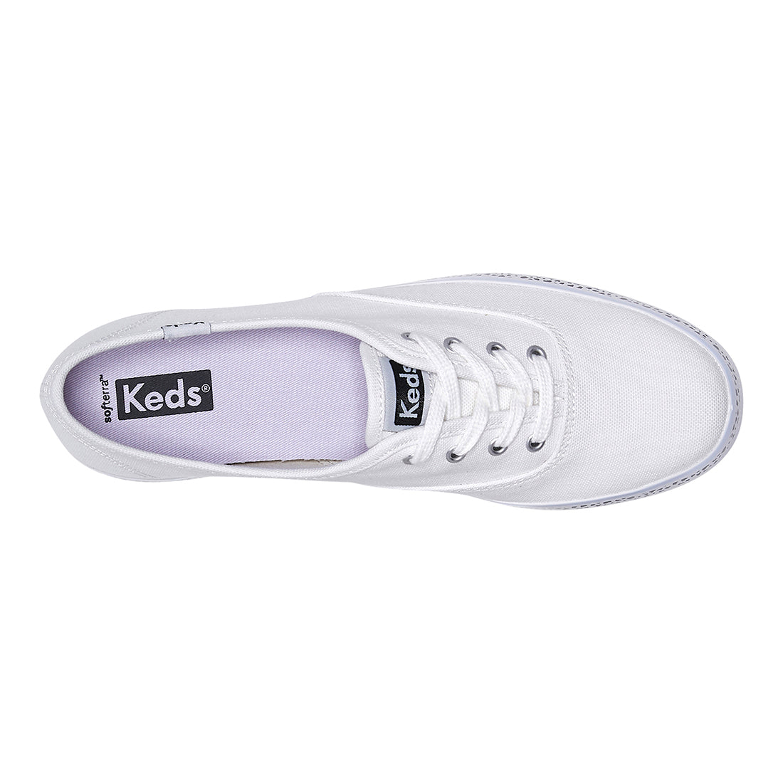Keds Women's The Platform Canvas Spot Stripe Foxing Sneaker White (WF67826)