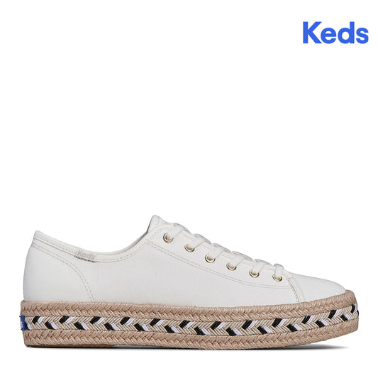 Keds Women's Triple Kick Canvas Jute Braid Foxing Sneaker Nat (WF67837)