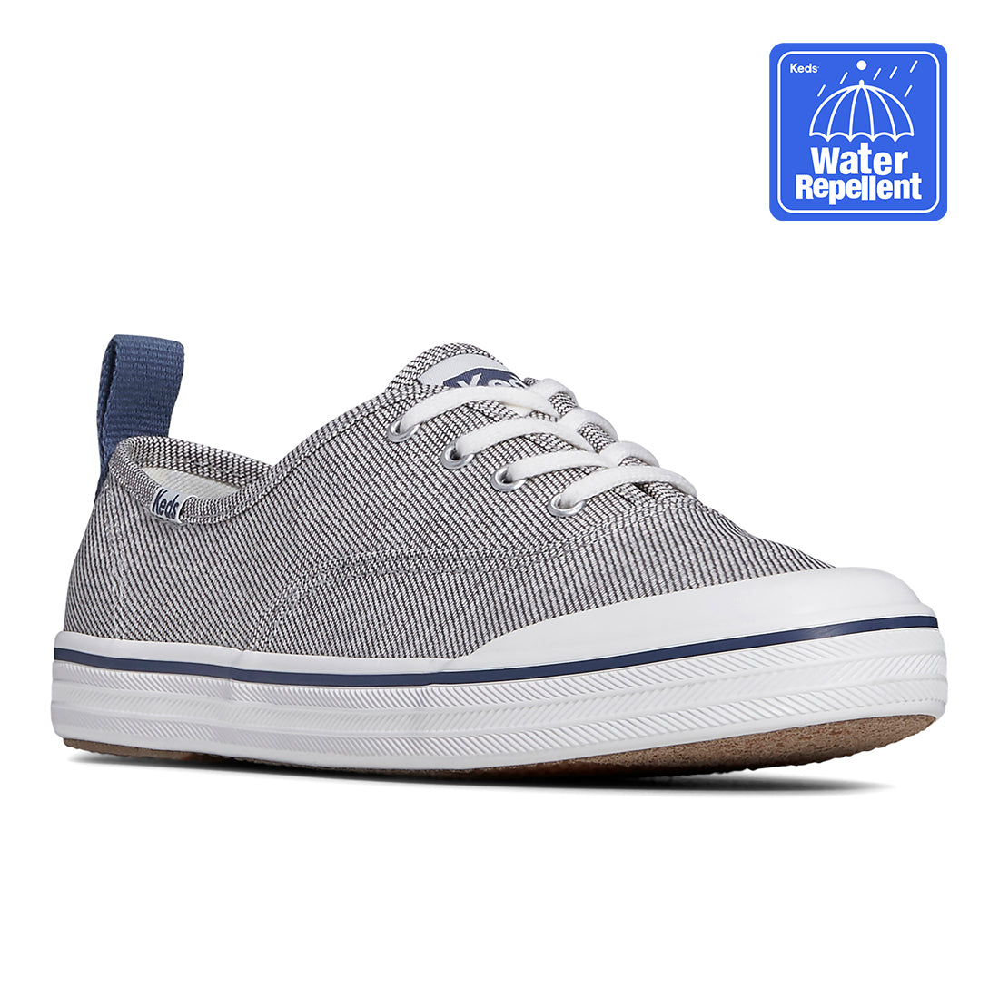 Keds Women's Champion Toe Cap Splash Twill Sneaker Grey/Navy (WF67887)