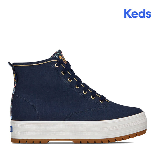 Keds Women's The Platform Mid Lug RPC Bramble Fields Navy (WF68049)