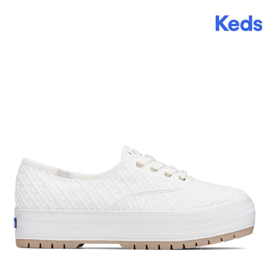 Keds Women's The Platform Lug Eyelet Sneaker White (WF68054)