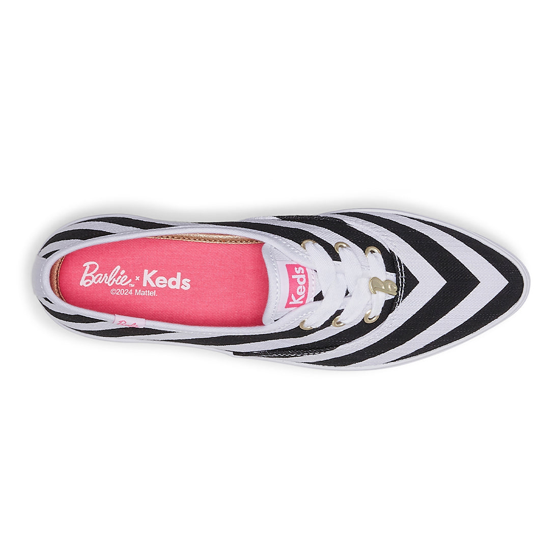 Keds Women's Barbie Point Striped Textured Canvas Sneaker Black/White (WF68063)