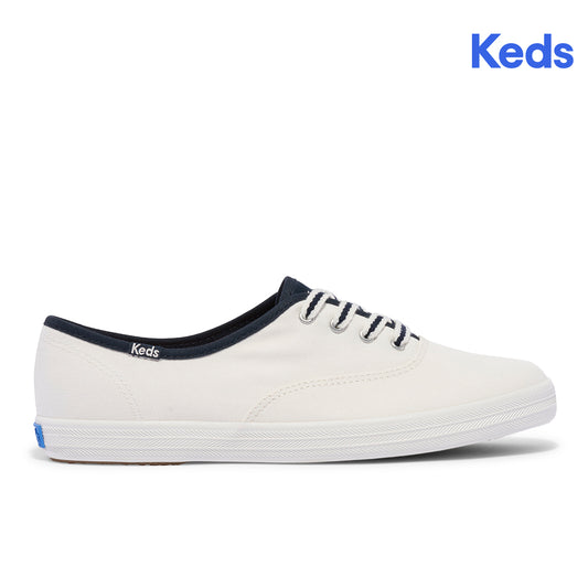 Keds Womens' Champion Canvas Varsity Lace White/Navy (WF68075)