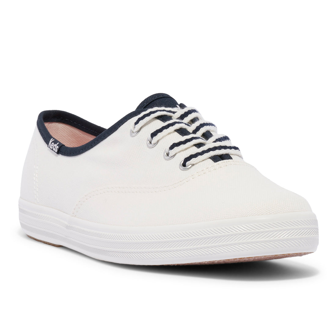Keds Womens' Champion Canvas Varsity Lace White/Navy (WF68075)
