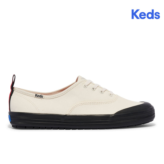 Keds Womens' Champion Toe Cap Trx Splash Canvas Sneaker White/Black (WF68080)