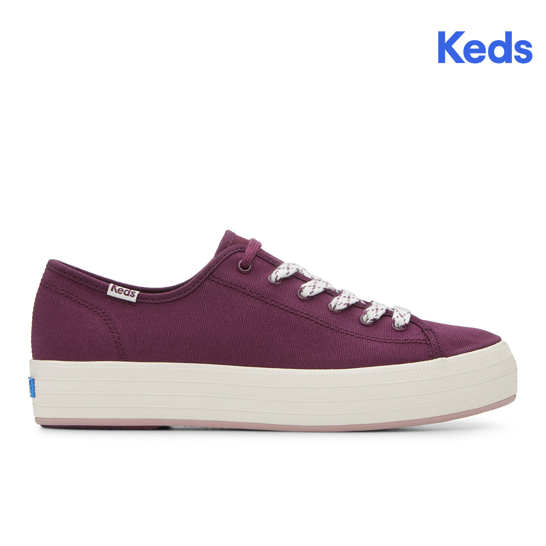 Keds Womens' Triple Kick Canvas Bottom Foxing Stripe Burgundy (WF68116)