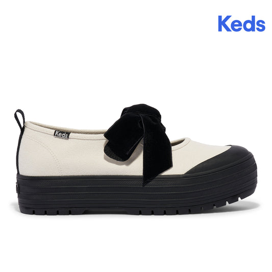 Keds Womens' Mary Jane Textile Bow White/Black (WF68249)