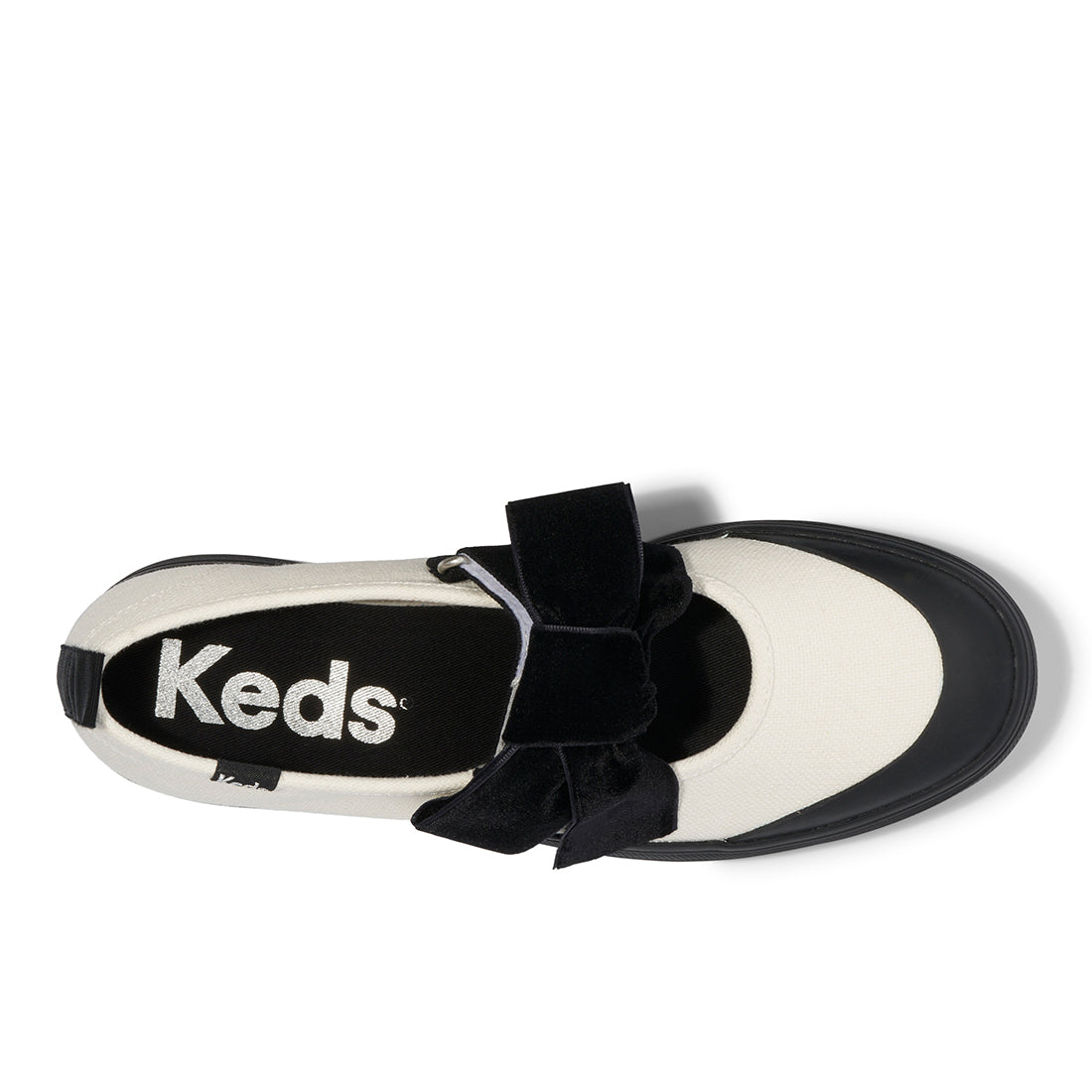 Keds Womens' Mary Jane Textile Bow White/Black (WF68249)