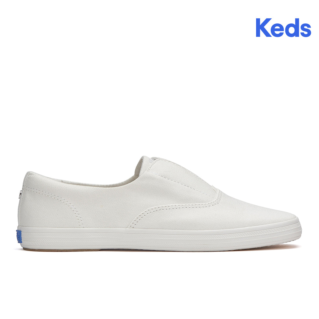 Keds Womens Champion Square Toe Slip Canvas Sneaker Snow White (WF68272)