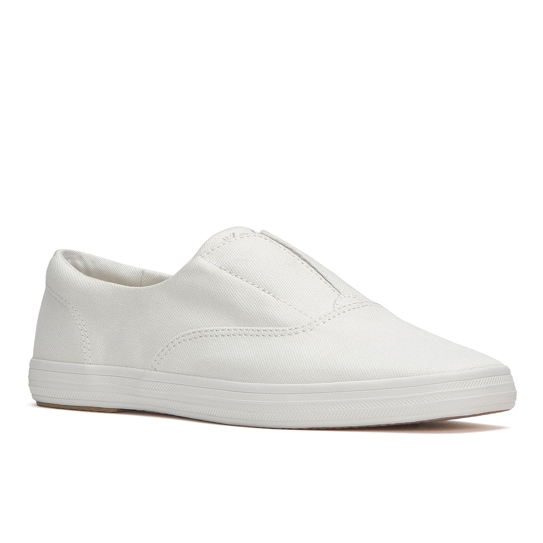 Keds Womens Champion Square Toe Slip Canvas Sneaker Snow White (WF68272)