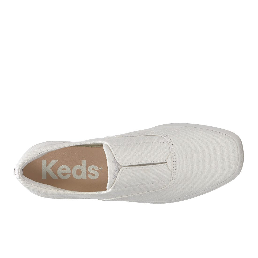 Keds Womens Champion Square Toe Slip Canvas Sneaker Snow White (WF68272)