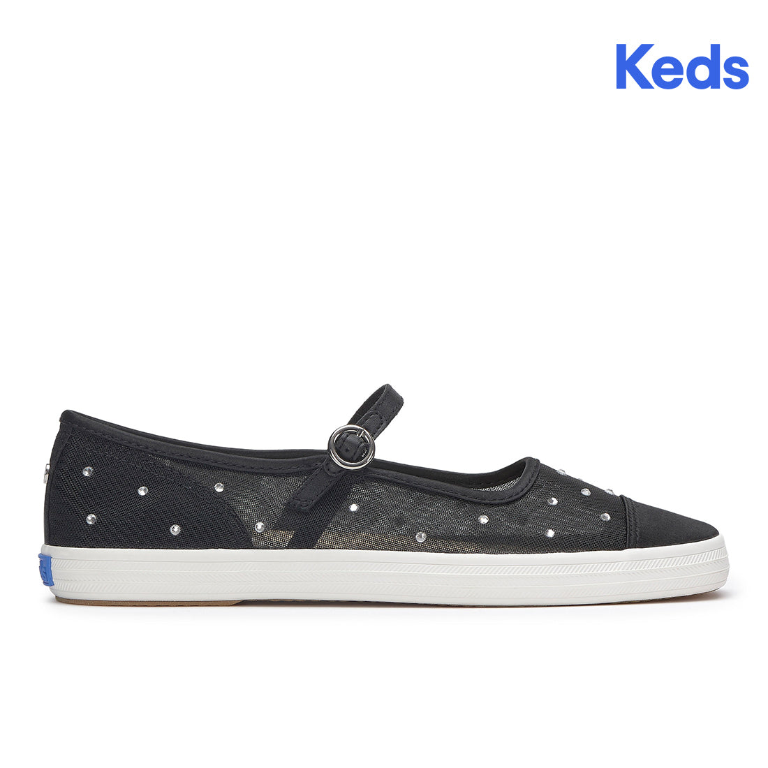 Keds Women's Square Toe Mary Jane Sheer Mesh Jewels Black (WF68363)
