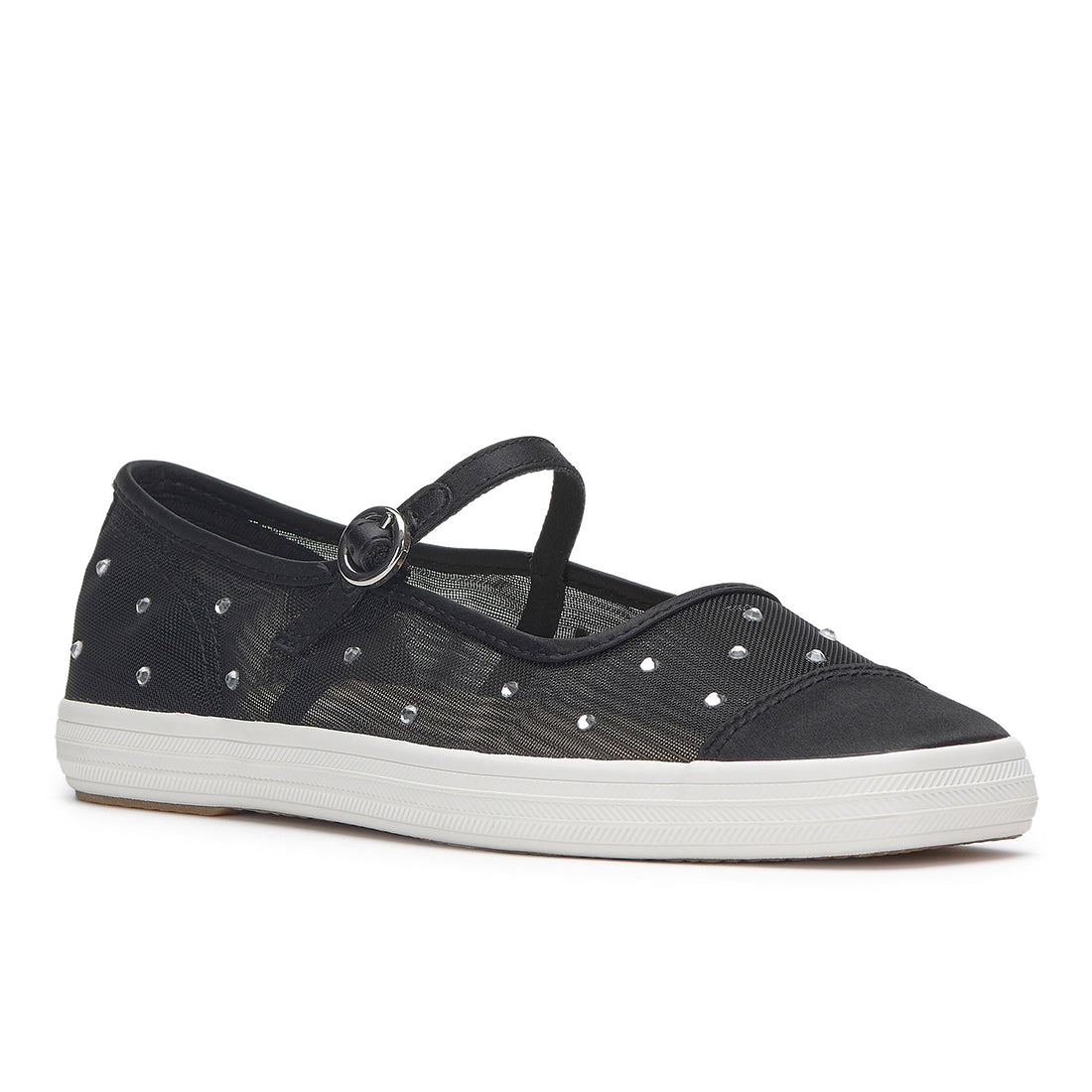 Keds Women's Square Toe Mary Jane Sheer Mesh Jewels Black (WF68363)