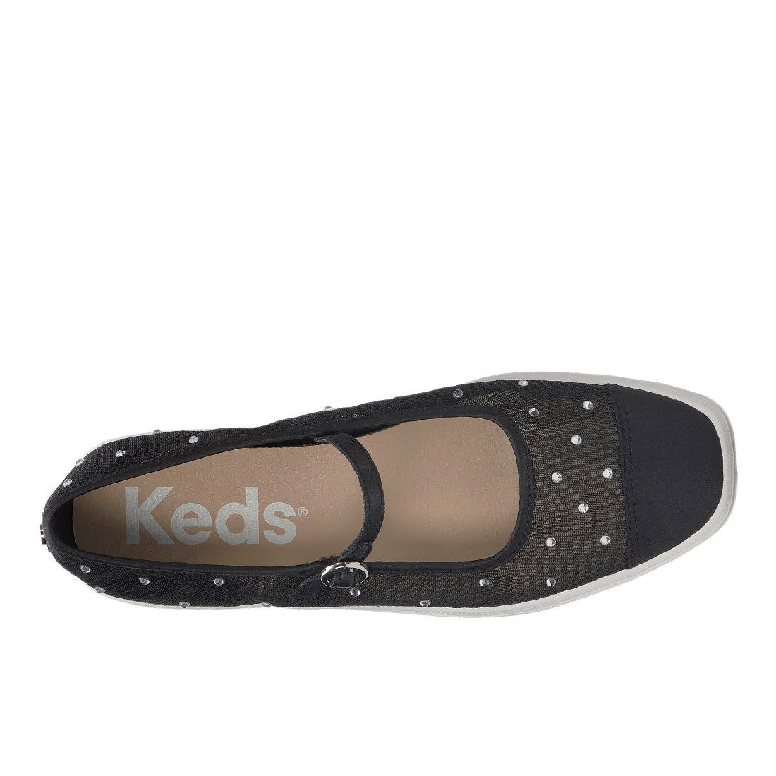 Keds Women's Square Toe Mary Jane Sheer Mesh Jewels Black (WF68363)