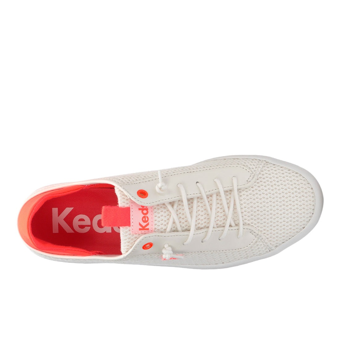 Keds Women's Kickback Crashback Cotton Mesh Snow White/Coral (WF68417)