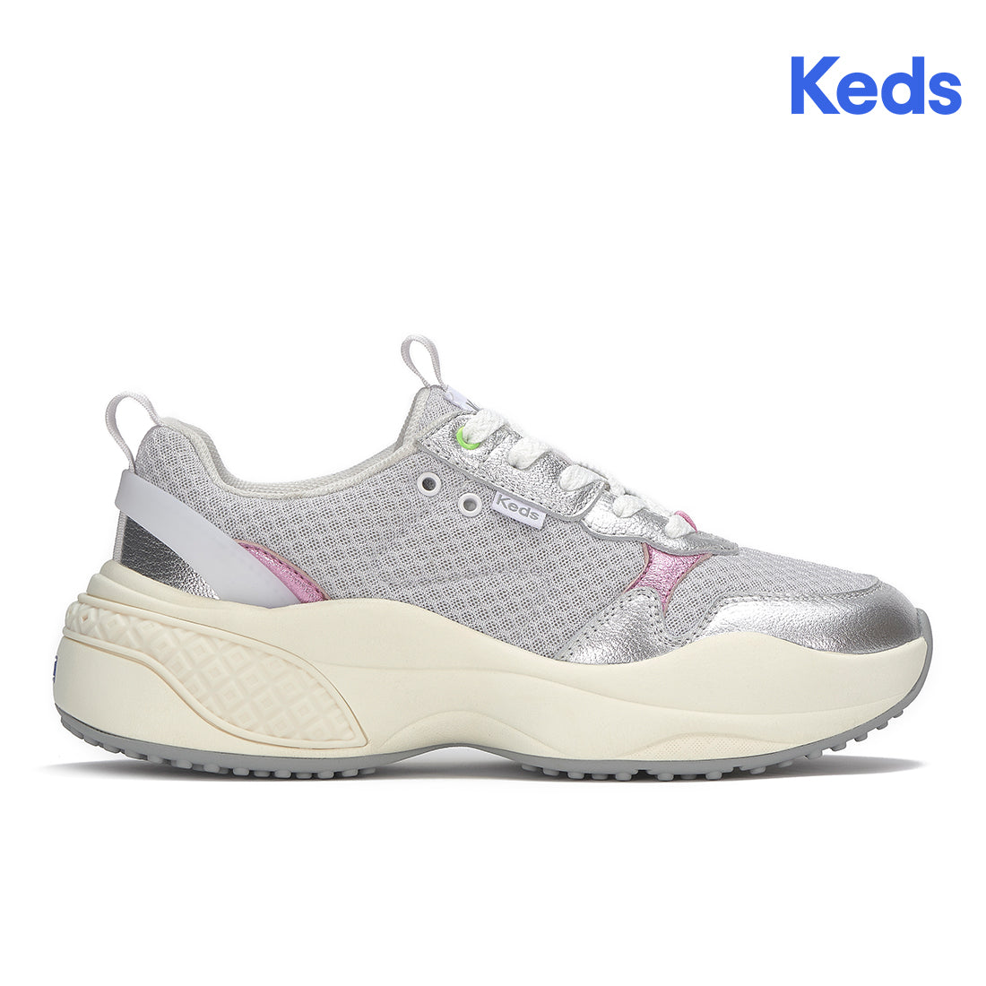 Keds Women's Cross City Trainer Leather/Mesh Sneaker Grey/Silver (WF68473)