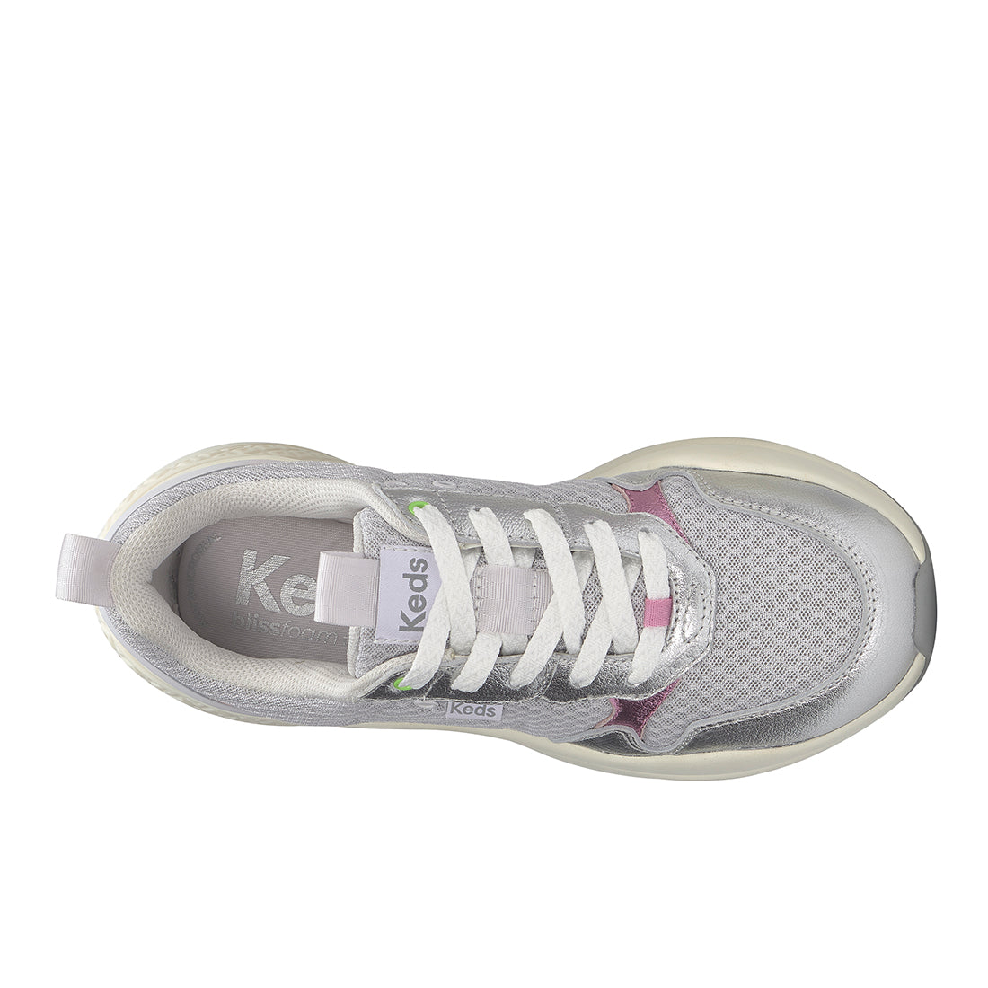 Keds Women's Cross City Trainer Leather/Mesh Sneaker Grey/Silver (WF68473)