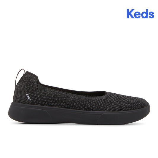 Keds Women's Blisswalk Skimmer Eng Knit Sneaker Black/Black (WF68508)