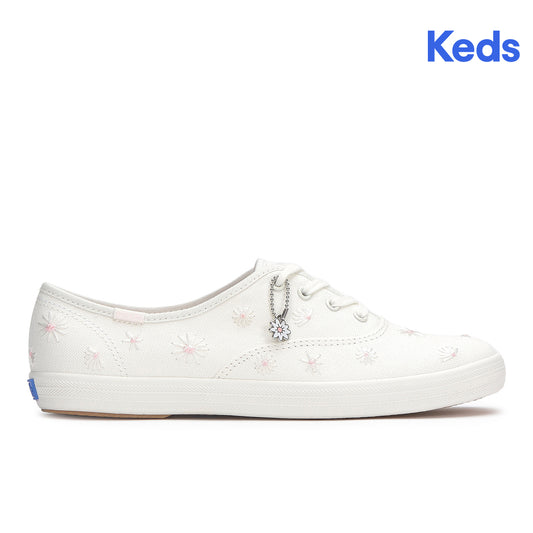Keds Womens Champion Canvas Daisy Embroidery Sneaker White (WF68576)