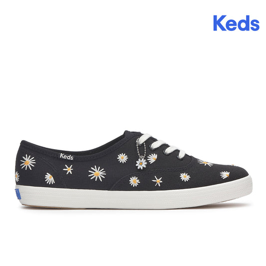 Keds Womens Champion Canvas Daisy Embroidery Sneaker Black (WF68577)