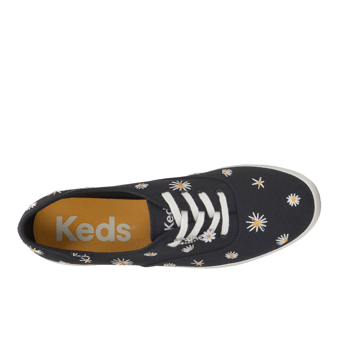 Keds Womens Champion Canvas Daisy Embroidery Sneaker Black (WF68577)