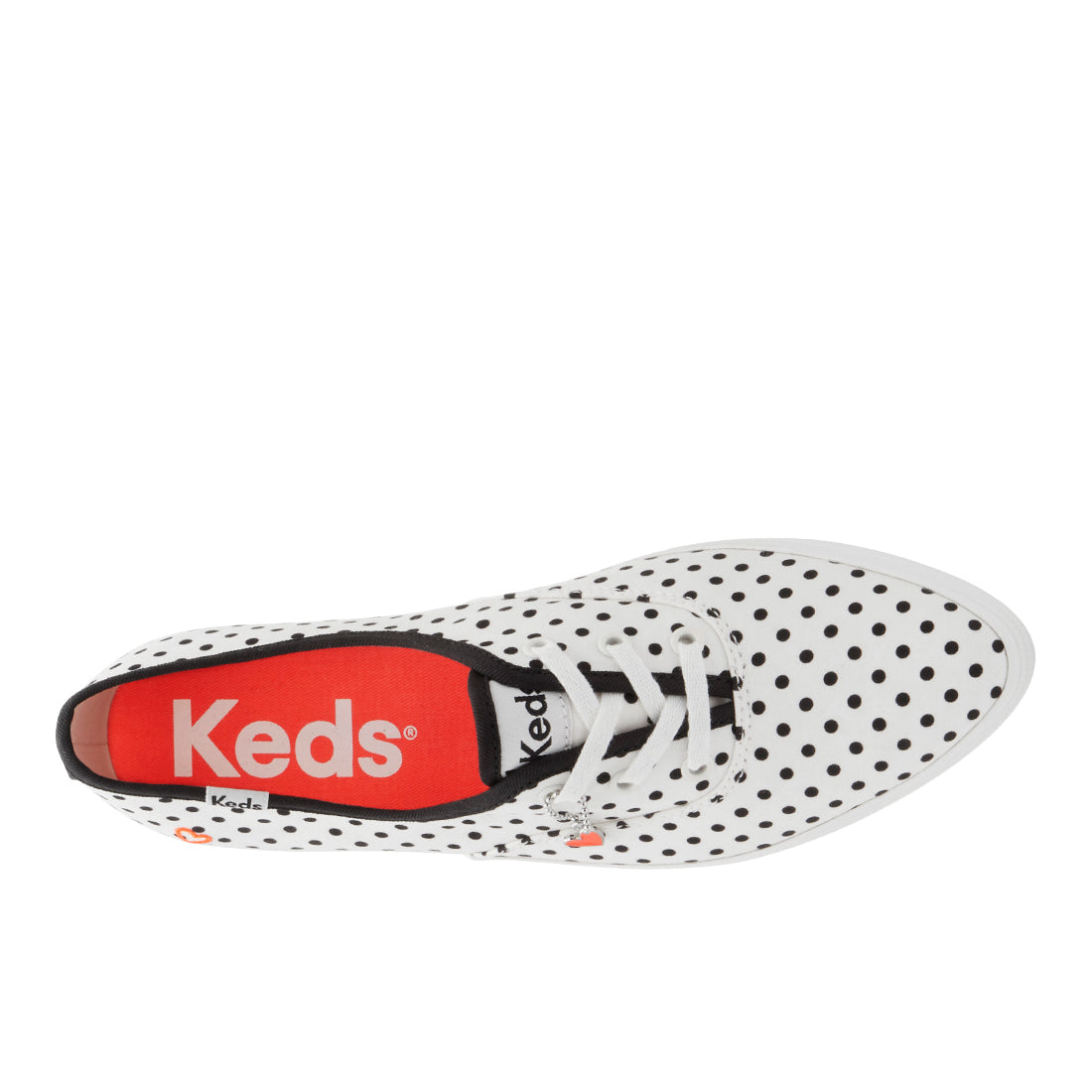 Keds Womens Champion Point Low Canvas Small Polka Dot Sneaker Snow White/Black (WF68592)