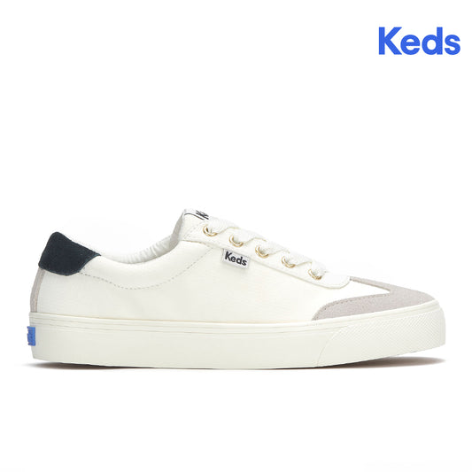Keds Women's Jump Kick T-Toe Ripstop/Suede Sneaker Snow White/Grey (WF68635-JKTOE5110)