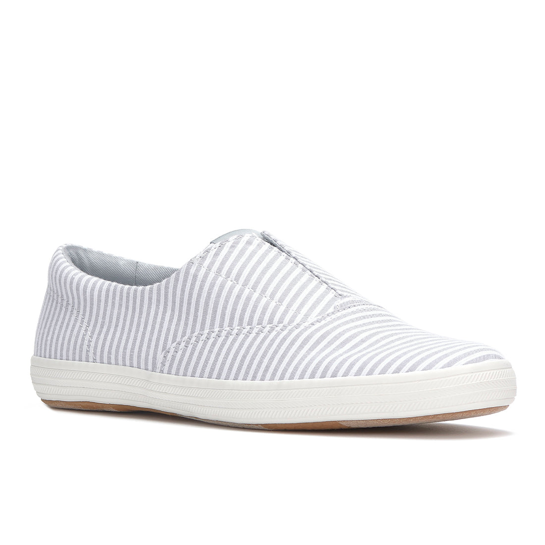 Keds Womens Champion Round Toe Slip Ticking Stripe Sneaker Gray (WF68644)