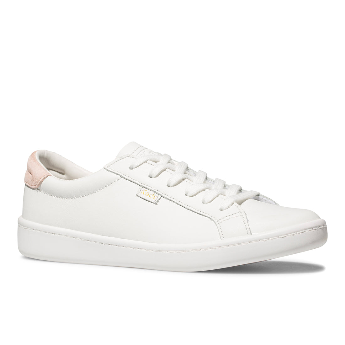 Keds Women's Ace Leather White/Blush | WH57442