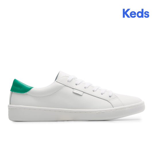 Keds Women's Ace Leather--Wgrn-White/Green