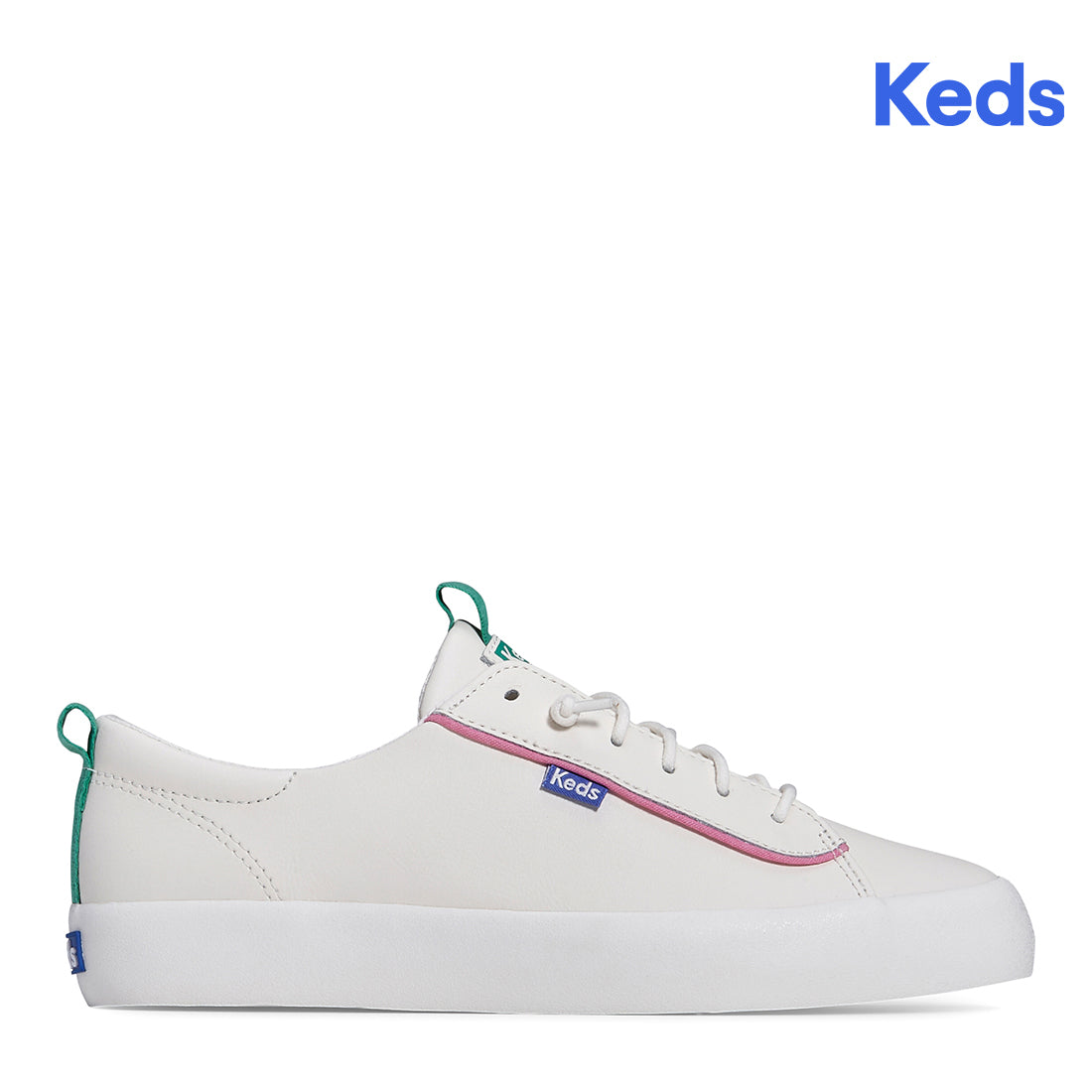 Women's Kickback Leather Pop Binding Sneaker White/Multi (WH67783)