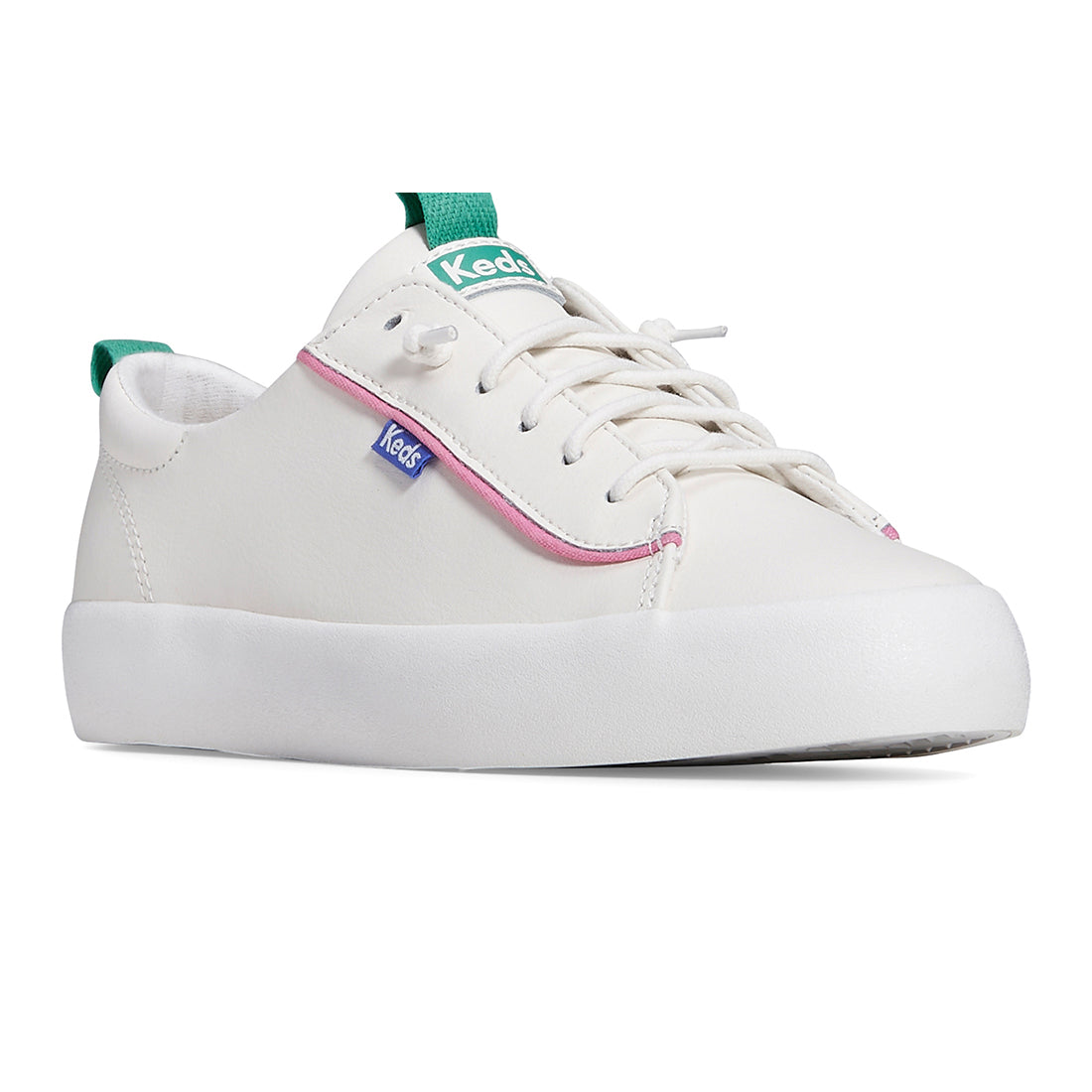 Women's Kickback Leather Pop Binding Sneaker White/Multi (WH67783)