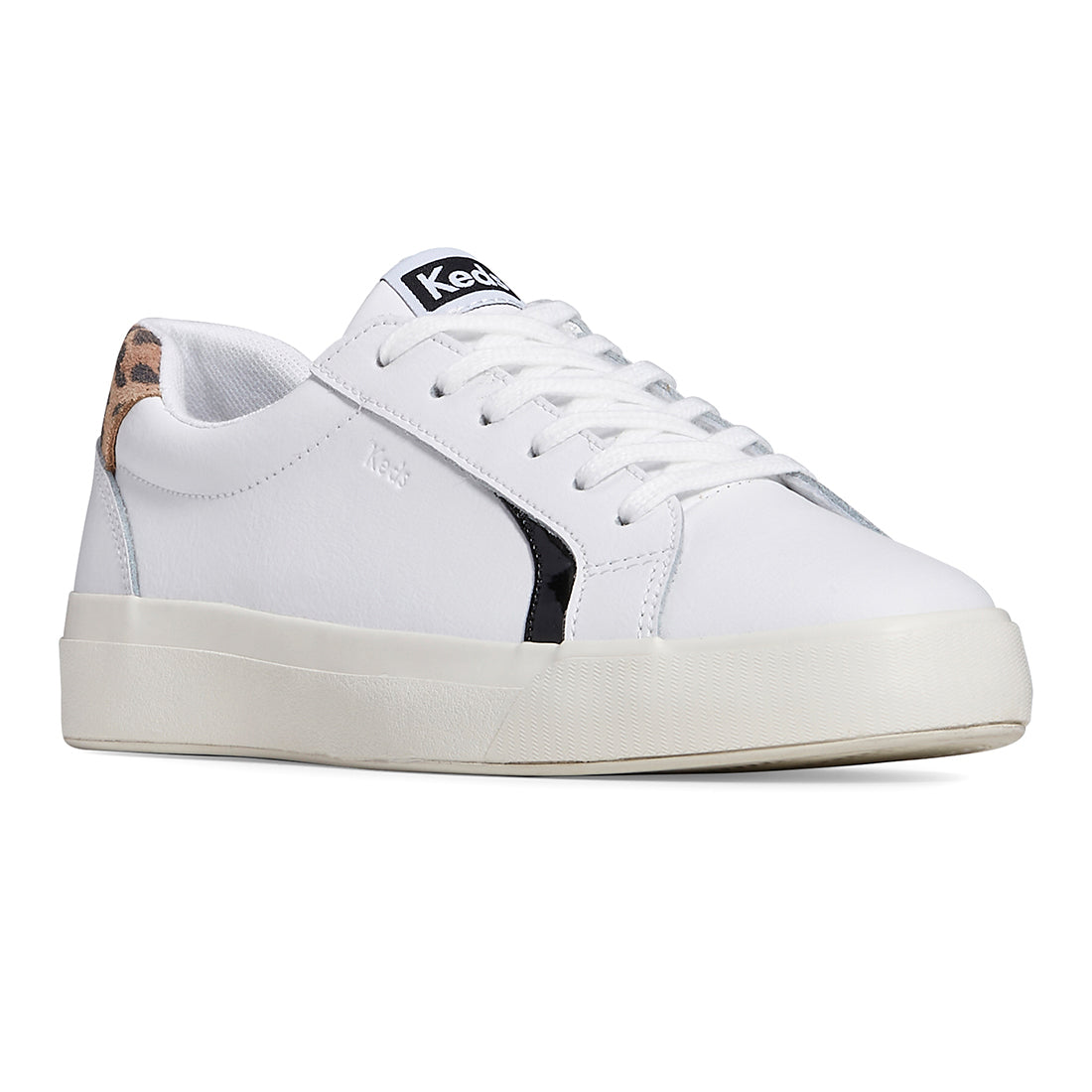 Keds Women's Pursuit Leather Leo Sneaker White/Tan (WH67811)