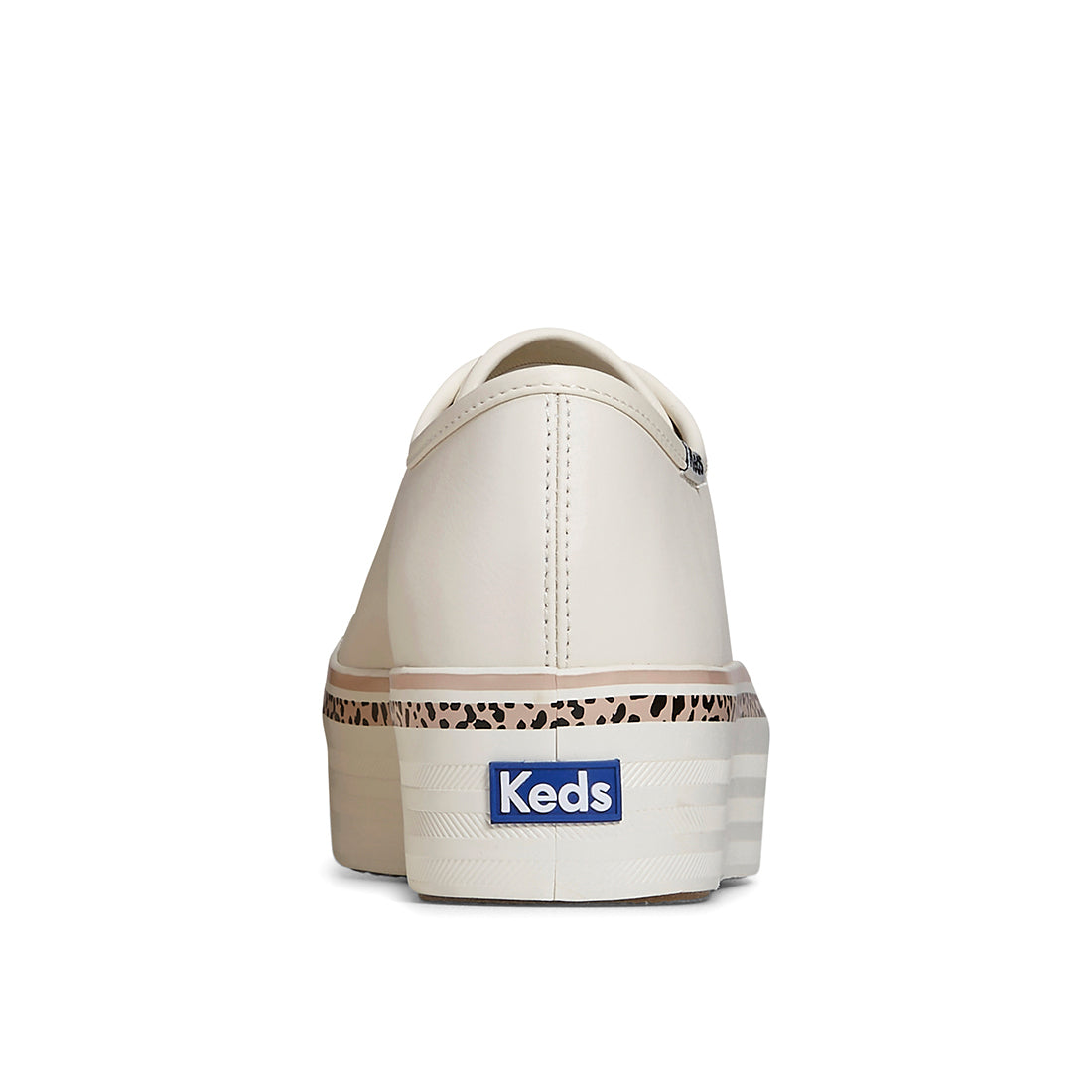 Keds Women's Triple Up Leather Leo Stripe Foxing Sneaker White/Tan (WH67846)