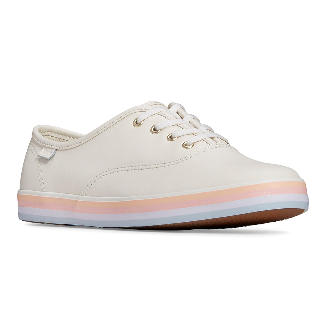 Keds Women's Champion Leather Foxing Stripe Sneaker Egret/Multi (WH67932)