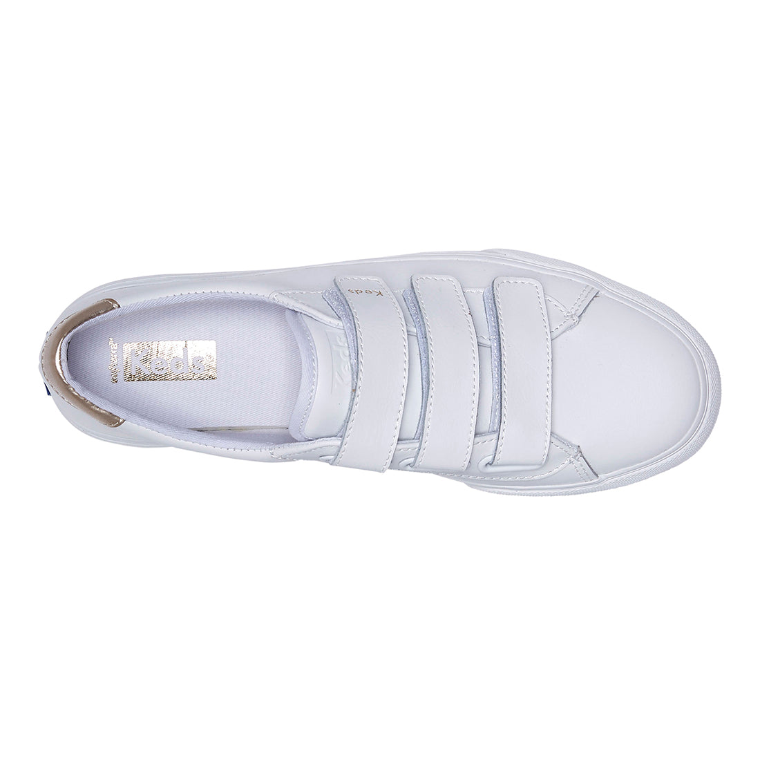 Keds Women's Jump Kick V Leather SMU Sneaker White/Gold (WH67980)